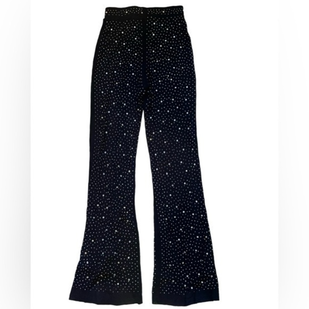 Windsor small gemstone bedazzled black bell bottom pants